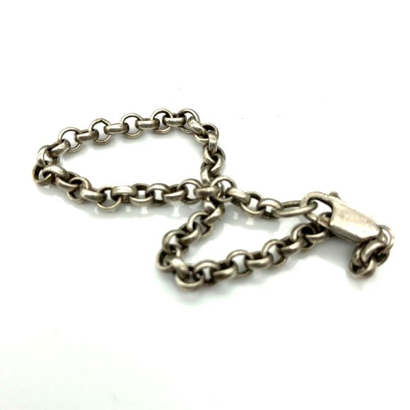 Vintage Sterling Silver Rolo Links Chain Bracelet - Picture 2 of 5